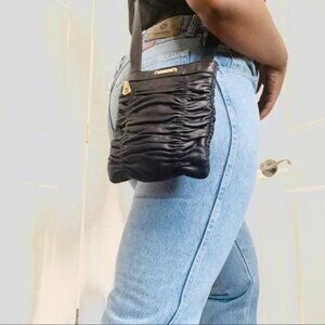 Michael Kors crossbody genuine leather long strap small bag -  Chic Black